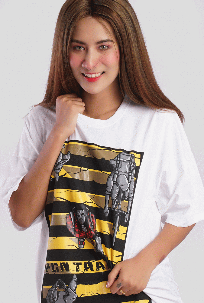 Zebra Crossing Girl  T-shirt (White)